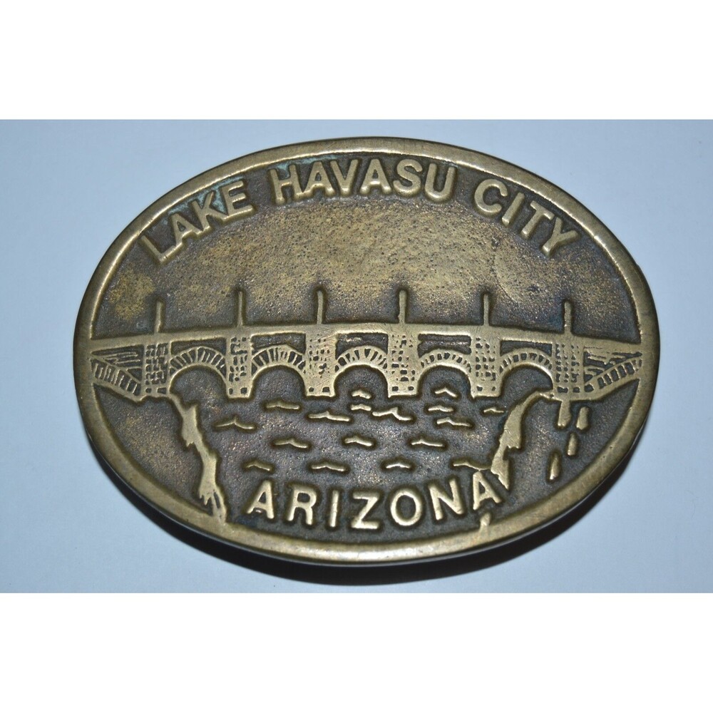 Vintage Lake Havasu City Arizona AZ Boating Solid Brass Belt Buckle RARE